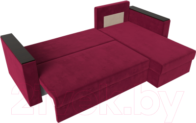 Диван угловой Лига Диванов Атланта Лайт Б/С правый / 117042 (микровельвет бордовый)