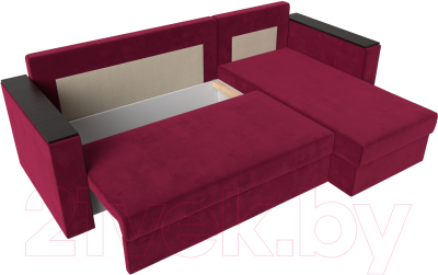 Диван угловой Лига Диванов Атланта Лайт Б/С правый / 117042 (микровельвет бордовый)