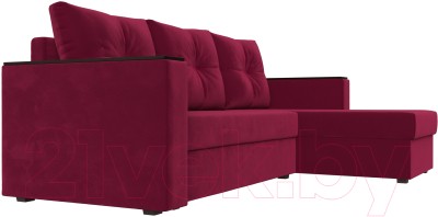 Диван угловой Лига Диванов Атланта Лайт Б/С правый / 117042 (микровельвет бордовый)
