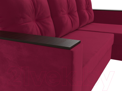 Диван угловой Лига Диванов Атланта Лайт Б/С правый / 117042 (микровельвет бордовый)