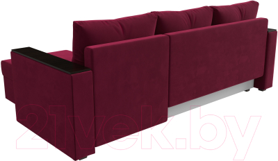 Диван угловой Лига Диванов Атланта Лайт Б/С правый / 117042 (микровельвет бордовый)
