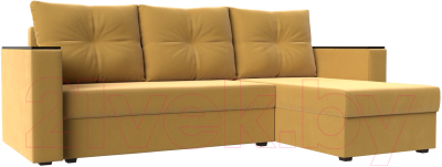 Диван угловой Лига Диванов Атланта Лайт Б/С правый / 117043 (микровельвет желтый) - фото