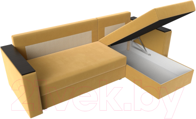 Диван угловой Лига Диванов Атланта Лайт Б/С правый / 117043 (микровельвет желтый)