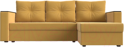 Диван угловой Лига Диванов Атланта Лайт Б/С правый / 117043 (микровельвет желтый)