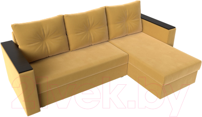 Диван угловой Лига Диванов Атланта Лайт Б/С правый / 117043 (микровельвет желтый)