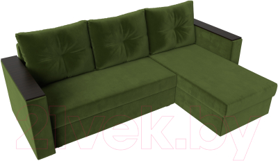 Диван угловой Лига Диванов Атланта Лайт Б/С правый / 117044 (микровельвет зеленый)