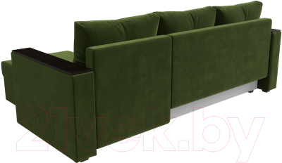 Диван угловой Лига Диванов Атланта Лайт Б/С правый / 117044 (микровельвет зеленый)
