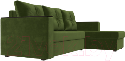 Диван угловой Лига Диванов Атланта Лайт Б/С правый / 117044 (микровельвет зеленый)