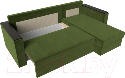 Диван угловой Лига Диванов Атланта Лайт Б/С правый / 117044 (микровельвет зеленый)