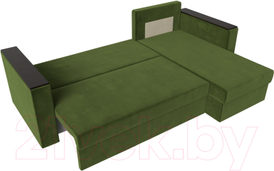 Диван угловой Лига Диванов Атланта Лайт Б/С правый / 117044 (микровельвет зеленый)