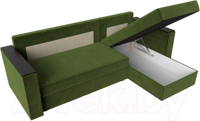 Диван угловой Лига Диванов Атланта Лайт Б/С правый / 117044 (микровельвет зеленый)