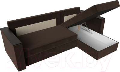 Диван угловой Лига Диванов Атланта Лайт Б/С правый / 117046 (микровельвет коричневый)