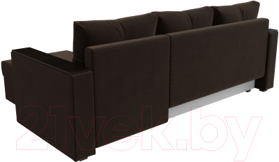 Диван угловой Лига Диванов Атланта Лайт Б/С правый / 117046 (микровельвет коричневый)