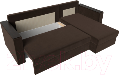 Диван угловой Лига Диванов Атланта Лайт Б/С правый / 117046 (микровельвет коричневый)