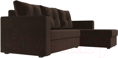 Диван угловой Лига Диванов Атланта Лайт Б/С правый / 117046 (микровельвет коричневый)