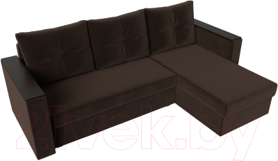 Диван угловой Лига Диванов Атланта Лайт Б/С правый / 117046 (микровельвет коричневый)