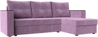 Диван угловой Лига Диванов Атланта Лайт Б/С правый / 117047 (микровельвет сиреневый) - фото