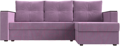 Диван угловой Лига Диванов Атланта Лайт Б/С правый / 117047 (микровельвет сиреневый)