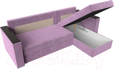Диван угловой Лига Диванов Атланта Лайт Б/С правый / 117047 (микровельвет сиреневый)