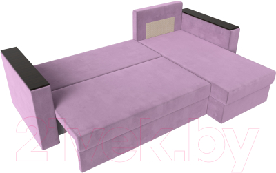 Диван угловой Лига Диванов Атланта Лайт Б/С правый / 117047 (микровельвет сиреневый)