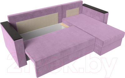 Диван угловой Лига Диванов Атланта Лайт Б/С правый / 117047 (микровельвет сиреневый)