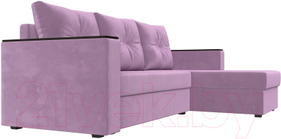 Диван угловой Лига Диванов Атланта Лайт Б/С правый / 117047 (микровельвет сиреневый)