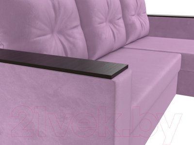 Диван угловой Лига Диванов Атланта Лайт Б/С правый / 117047 (микровельвет сиреневый)