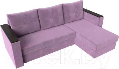 Диван угловой Лига Диванов Атланта Лайт Б/С правый / 117047 (микровельвет сиреневый)