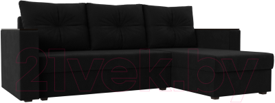 Диван угловой Лига Диванов Атланта Лайт Б/С правый / 117049 (микровельвет черный) - фото