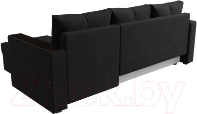 Диван угловой Лига Диванов Атланта Лайт Б/С правый / 117049 (микровельвет черный)