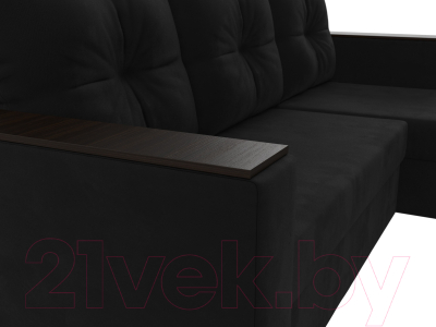 Диван угловой Лига Диванов Атланта Лайт Б/С правый / 117049 (микровельвет черный)