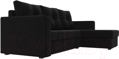 Диван угловой Лига Диванов Атланта Лайт Б/С правый / 117049 (микровельвет черный)
