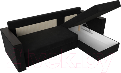 Диван угловой Лига Диванов Атланта Лайт Б/С правый / 117049 (микровельвет черный)