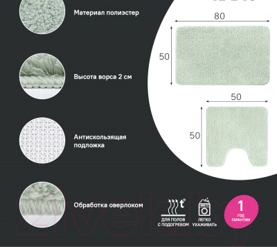 Набор ковриков для ванной и туалета IDDIS Basic BSET05Mi13