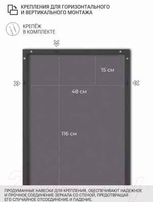 Зеркало Emze Line 118x50 / LINE.118.50.CHE (черный)
