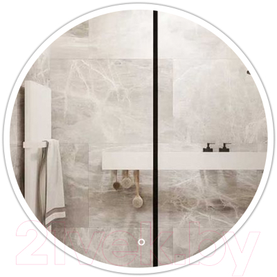 Зеркало Emze 70 / LED.UV.70.70.BEL (белый с УФ-окантовкой и подсветкой)