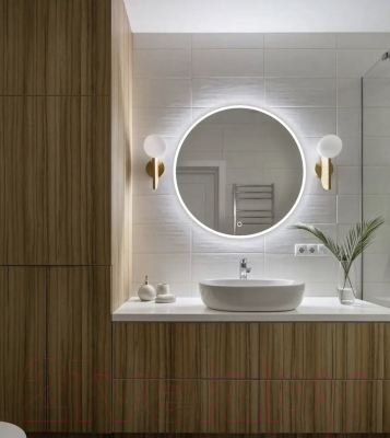 Зеркало Emze 70 / LED.UV.70.70.BEL (белый с УФ-окантовкой и подсветкой)