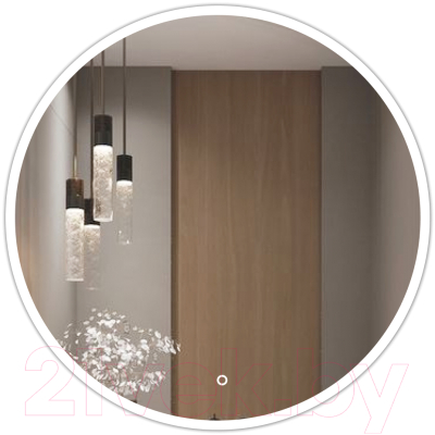 Зеркало Emze 80 / LED.UV.80.80.BEL (белый с УФ-окантовкой и подсветкой) - фото