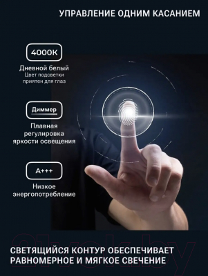 Зеркало Emze 50x100 / LED.UV.50.100.CHE (черный с УФ-окантовкой и подсветкой)