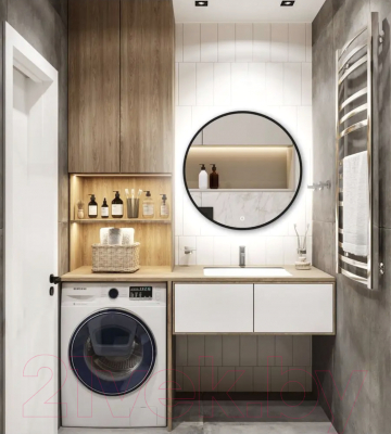 Зеркало Emze 70 / LED.UV.70.70.CHE (черный с УФ-окантовкой и подсветкой)