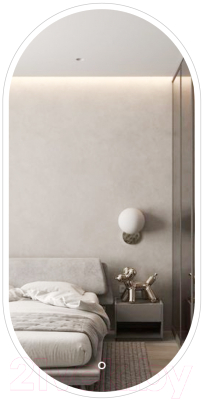 Зеркало Emze 50x100 / LED.UV.50.100.BEL (белый с УФ-окантовкой и подсветкой) - фото