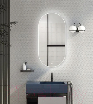 Зеркало Emze 50x100 / LED.UV.50.100.BEL (белый с УФ-окантовкой и подсветкой)