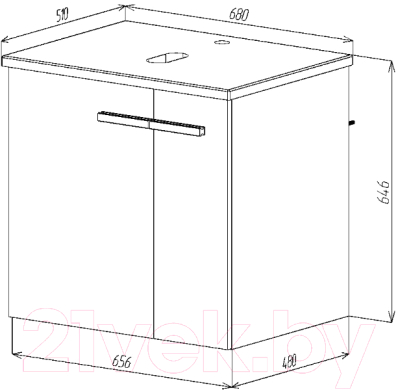 Тумба под умывальник Viant Мюнхен / VMUN70NBEL-T2STP (белый)