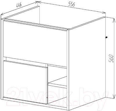 Тумба под умывальник Viant Люксембург Элина 60 / VLUX60ELD-T2YP