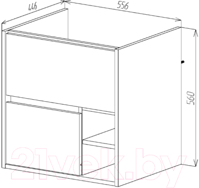 Тумба под умывальник Viant Люксембург Элина 60 / VLUX60ELCH-T2YP (черный)