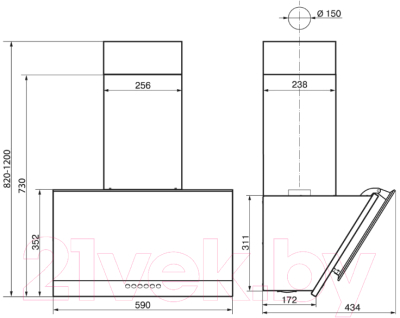 Вытяжка наклонная Elikor Рубин 60П-1000-Е4Д / 221386 (черный/черный)