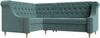 Уголок кухонный мягкий Лига Диванов Бронкс левый / 110362L (велюр бирюзовый) - фото