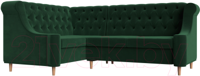 Уголок кухонный мягкий Лига Диванов Бронкс левый / 110364L (велюр зеленый) - фото