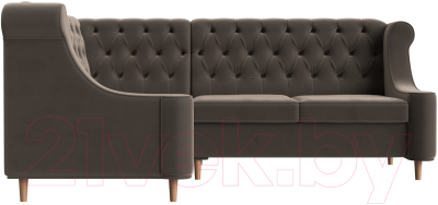 Уголок кухонный мягкий Лига Диванов Бронкс левый / 110365L (велюр коричневый)