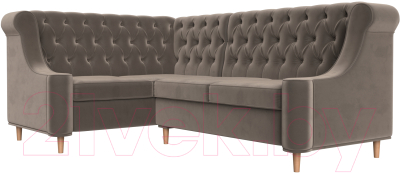 Уголок кухонный мягкий Лига Диванов Бронкс левый / 110365L (велюр коричневый)